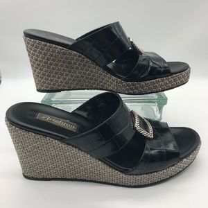 Brighton Devon Sandals Slip on Wedge Heel  Womens Size 10